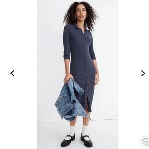 Madewell Navy Button-Up Midi Dress